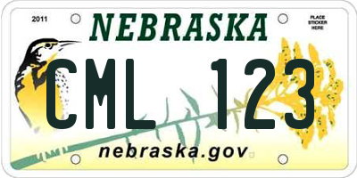 NE license plate CML123