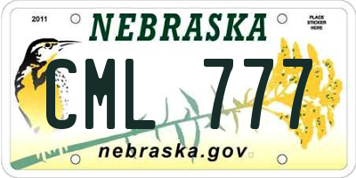 NE license plate CML777
