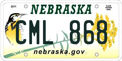 NE license plate CML868