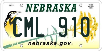 NE license plate CML910