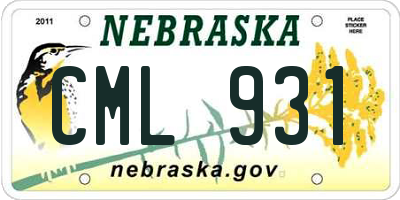 NE license plate CML931