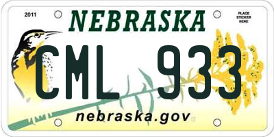 NE license plate CML933