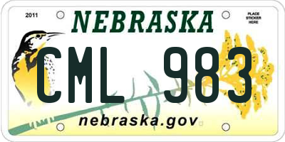 NE license plate CML983