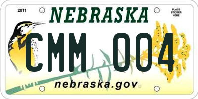 NE license plate CMM004