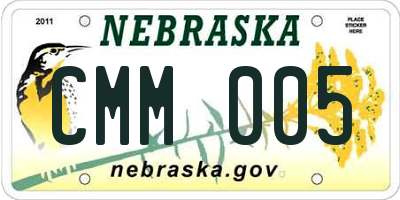 NE license plate CMM005