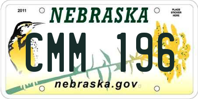 NE license plate CMM196