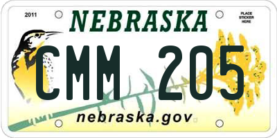 NE license plate CMM205