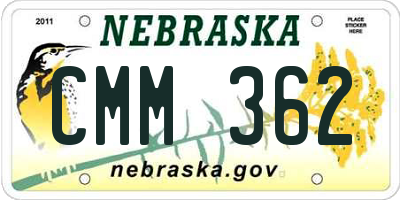 NE license plate CMM362