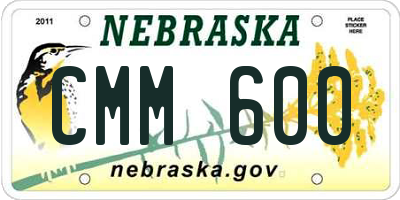 NE license plate CMM600