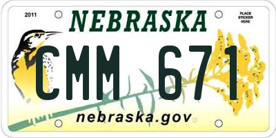 NE license plate CMM671