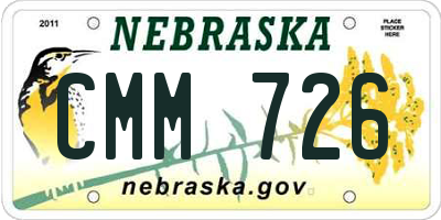 NE license plate CMM726