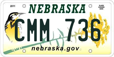NE license plate CMM736