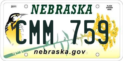 NE license plate CMM759