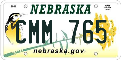 NE license plate CMM765