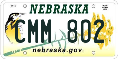 NE license plate CMM802