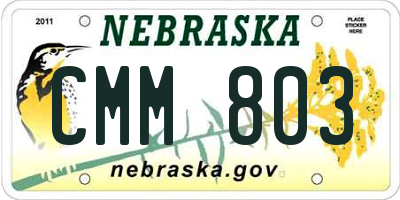 NE license plate CMM803