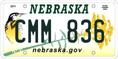 NE license plate CMM836