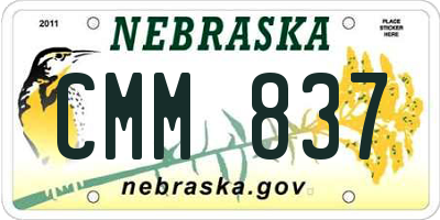 NE license plate CMM837