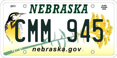 NE license plate CMM945