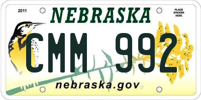 NE license plate CMM992