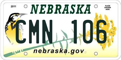 NE license plate CMN106
