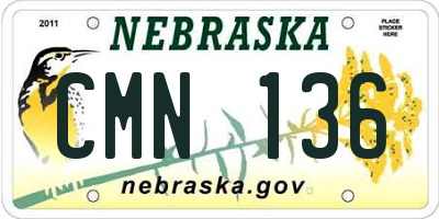 NE license plate CMN136