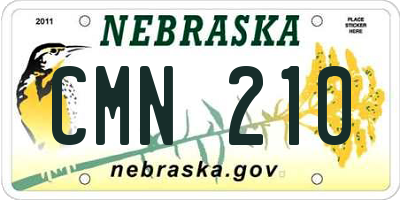 NE license plate CMN210
