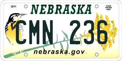 NE license plate CMN236