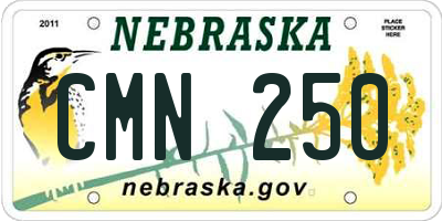 NE license plate CMN250