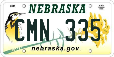 NE license plate CMN335