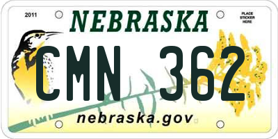 NE license plate CMN362