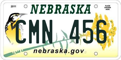 NE license plate CMN456
