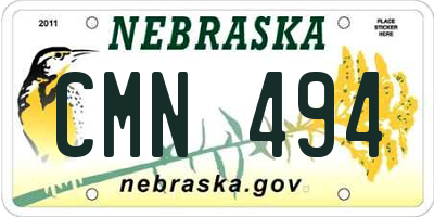 NE license plate CMN494