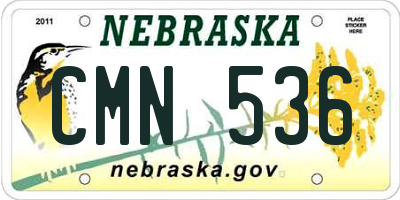 NE license plate CMN536