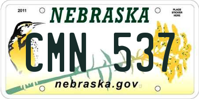 NE license plate CMN537