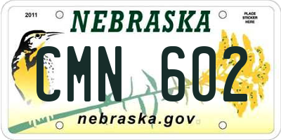 NE license plate CMN602