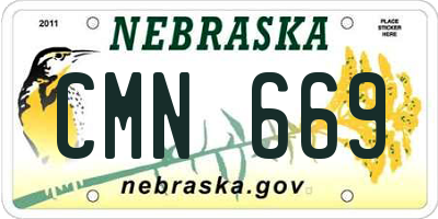 NE license plate CMN669