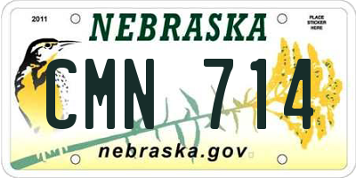 NE license plate CMN714