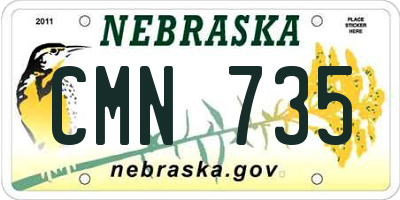NE license plate CMN735