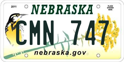 NE license plate CMN747