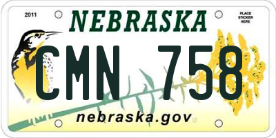 NE license plate CMN758