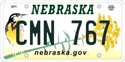 NE license plate CMN767