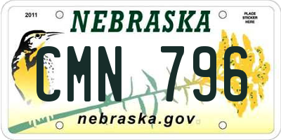 NE license plate CMN796