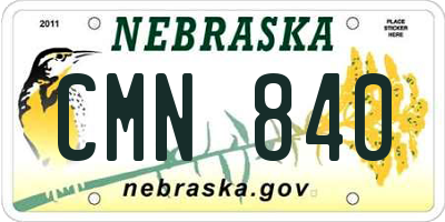 NE license plate CMN840