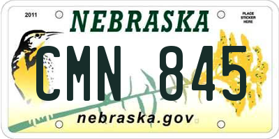 NE license plate CMN845