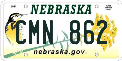 NE license plate CMN862