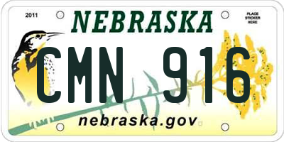 NE license plate CMN916