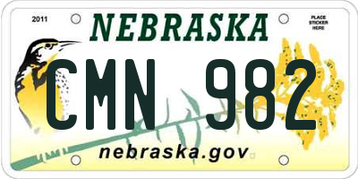 NE license plate CMN982