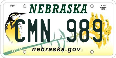 NE license plate CMN989