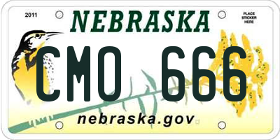 NE license plate CMO666